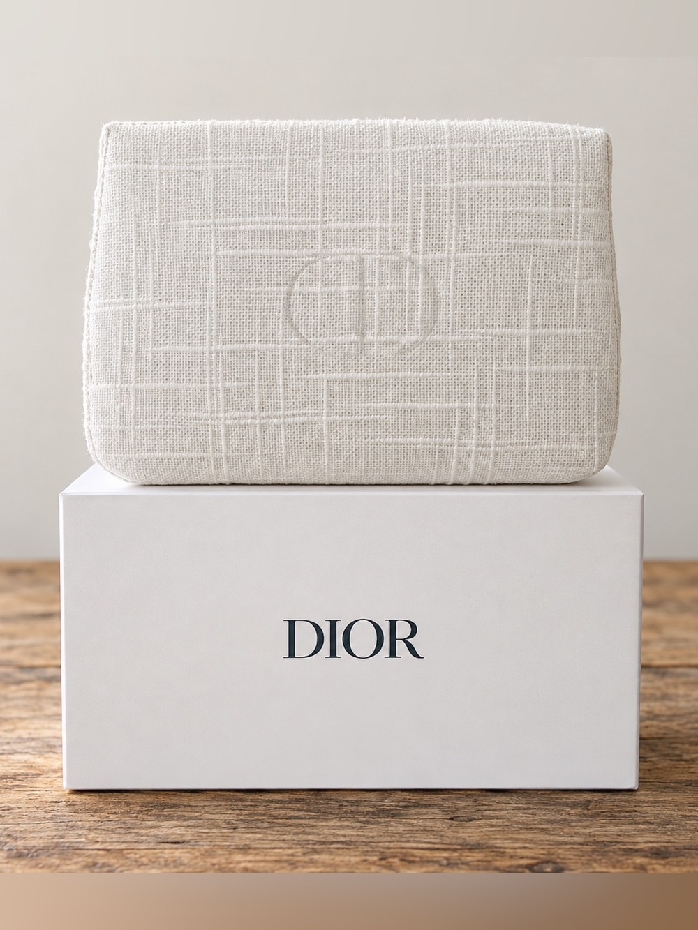 Dior Cream Textured Toiletry Pouch
